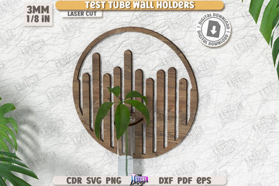 Test Tube Wall Holder Laser Cut | Hanging Propagation Station | Wall Propagation Station | Bud Vase | Plant Propagation | CNC File SVG The T Store Design 