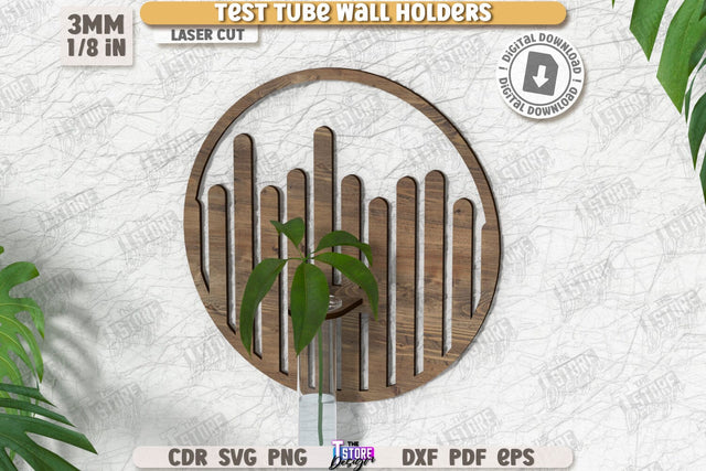 Test Tube Wall Holder Laser Cut | Hanging Propagation Station | Wall Propagation Station | Bud Vase | Plant Propagation | CNC File SVG The T Store Design 