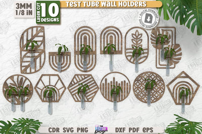 Test Tube Wall Holders Laser Cut Bundle | Hanging Propagation Station | Wall Propagation Station | Bud Vase | Plant Propagation | CNC Files SVG The T Store Design 
