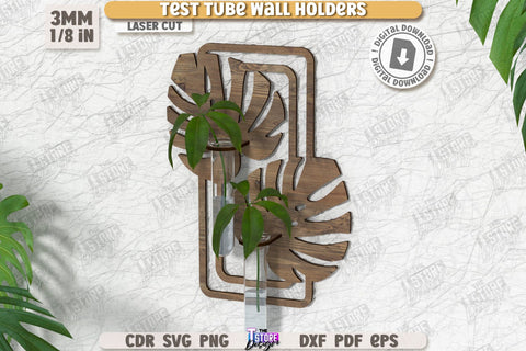 Test Tube Wall Holders Laser Cut Bundle | Hanging Propagation Station | Wall Propagation Station | Bud Vase | Plant Propagation | CNC Files SVG The T Store Design 