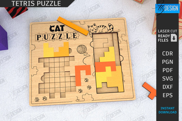 Tetris Puzzle Laser Cut | Blocks Puzzle | Montessori Toy | Wooden Board Game | Educational Game | CNC File SVG Fly Design 