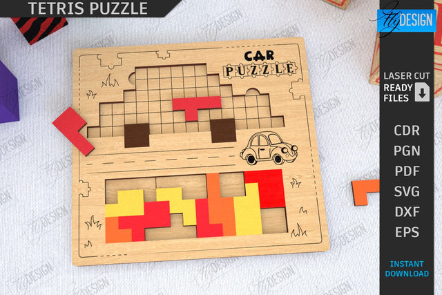Tetris Puzzle Laser Cut | Blocks Puzzle | Montessori Toy | Wooden Board Game | Educational Game | CNC File SVG Fly Design 