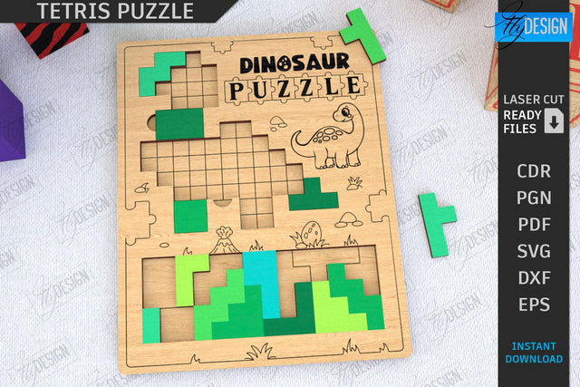 Tetris Puzzle Laser Cut | Blocks Puzzle | Montessori Toy | Wooden Board Game | Educational Game | CNC File SVG Fly Design 
