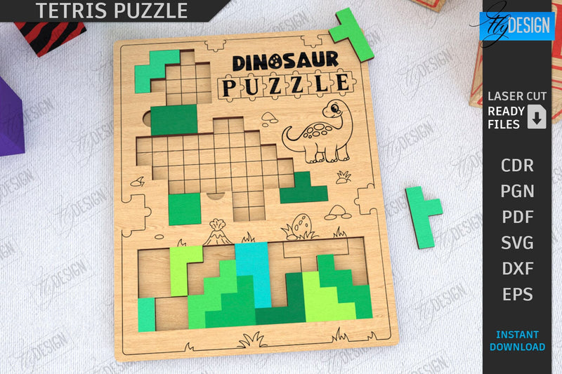 Tetris Puzzle Laser Cut | Blocks Puzzle | Montessori Toy | Wooden Board Game | Educational Game | CNC File SVG Fly Design 