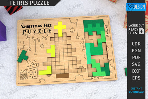 Tetris Puzzle Laser Cut Bundle | Blocks Puzzle | Montessori Toy | Wooden Board Game | Educational Game | CNC Files SVG Fly Design 