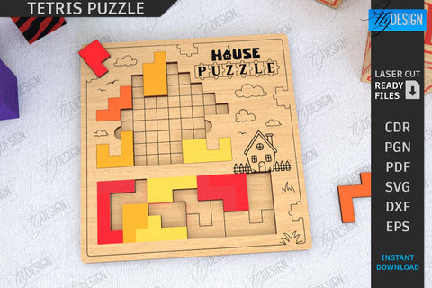 Tetris Puzzle Laser Cut Bundle | Blocks Puzzle | Montessori Toy | Wooden Board Game | Educational Game | CNC Files SVG Fly Design 