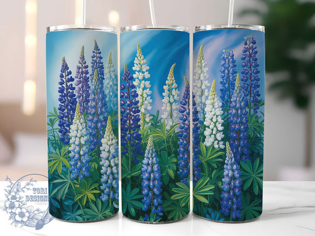 Texas Bluebonnet Floral Tumbler, Spring Floral Tumbler, Stylish 20oz Wrap, Sublimation Design, Trendy Gift Idea, Rustic Bluebonnet Wrap, Botanical Texas Tumbler Sublimation ToriDesigns 