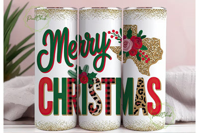 Texas Christmas Glitter 20oz Tumbler Sublimation PixelChick 