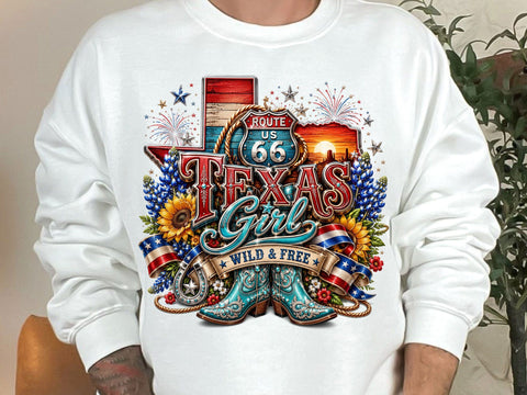 Texas Girl Route 66 Cowgirl Boots PNG SVG artprintfile 