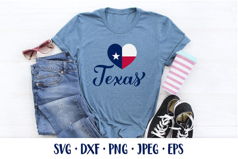 Texas hand lettered SVG with heart shaped flag SVG LaBelezoka 