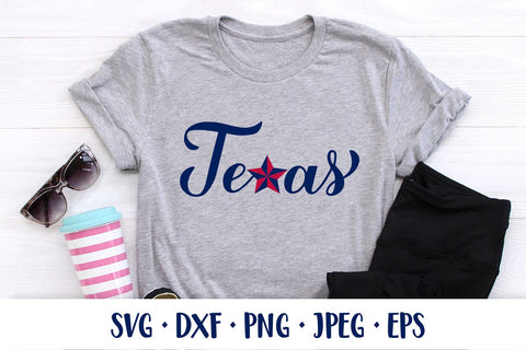 Texas hand lettered SVG with star. Patriotic shirt design SVG LaBelezoka 