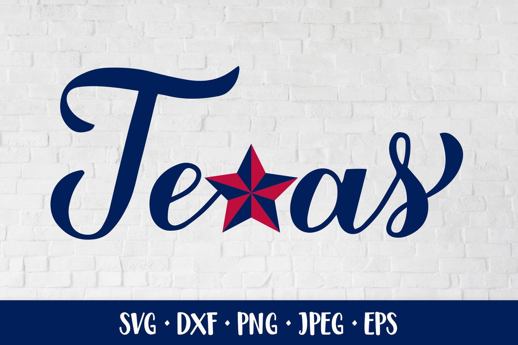 Texas hand lettered SVG with star. Patriotic shirt design - So Fontsy