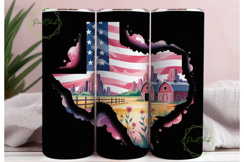 Texas Patriotic Tumbler Wrap PNG Sublimation PixelChick 