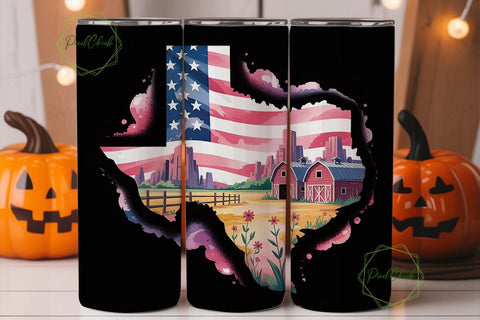 Texas Patriotic Tumbler Wrap PNG Sublimation PixelChick 