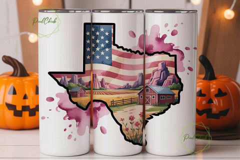 Texas Patriotic Tumbler Wrap PNG Sublimation PixelChick 