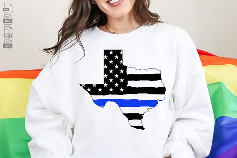 Texas Police Blue Line US Flag, United States of America Flag, Texas State Police Support SVG DesignDestine 