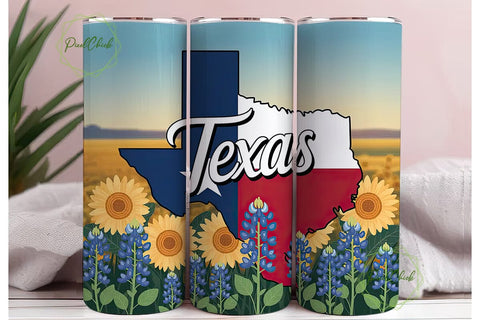 Texas Wildflowers 20oz Tumbler Wrap Sublimation PixelChick 