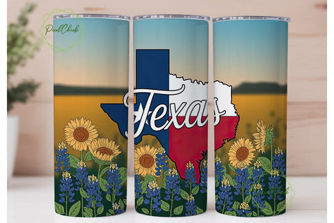 Texas Wildflowers 20oz Tumbler Wrap Sublimation PixelChick 