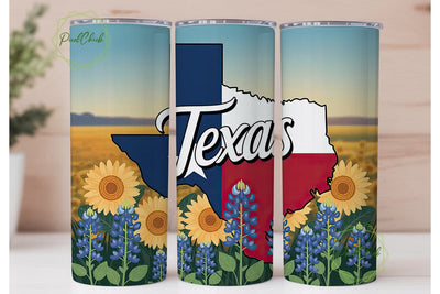 Texas Wildflowers 20oz Tumbler Wrap Sublimation PixelChick 