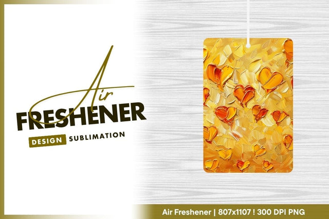 Textured Oil Painting of Orange and Yellow Hearts on a Golden Background Sublimation Regulrcrative 