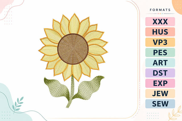 Textured Sunflower Embroidery Design Embroidery/Applique DESIGNS sg embroidery 
