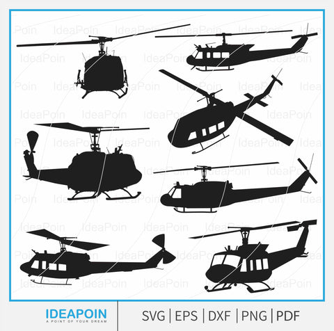 TH-1H Huey svg, TH-1H Huey Silhouette, Bell Uh-1 Huey, Huey Helicopter, TH-1H Huey- Front-view Silhouette, TH-1H Huey Vector SVG Dinvect 