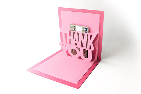 Thank You Kirigami Word Pop Up Card SVG with Optional Gift Card Holder 3D Paper Risa Rocks It 