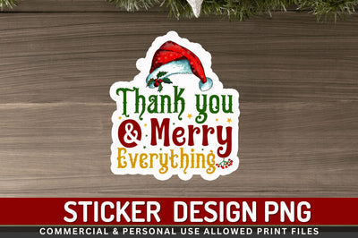 Thank you & merry Stickers Design Sublimation Regulrcrative 