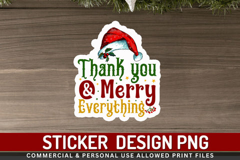 Thank you & merry Stickers Design Sublimation Regulrcrative 