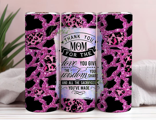 Thank you mom 20 oz skinny tumbler png sublimation design download, tumbler wrap png, 20 oz tumbler designs, tumbler png download Sublimation PixelChick 