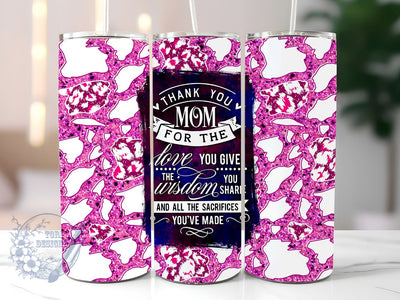 Thank You Mom 20oz Skinny Tumbler, Mama Tumbler Png, Straight & Tapered Tumbler Wrap, Instant Digital Download Sublimation ToriDesigns 
