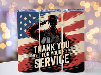 Thank You Service 20oz Tumbler, Thank You for Your Service, Patriotic Tumbler Wrap, Sublimation Design, 20oz Tumbler, Military Tribute, American Pride Sublimation SvggirlplusArt 
