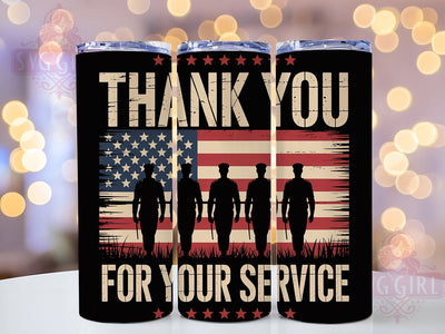 Thank You Service USA 20oz Tumbler, Thank You for Your Service, USA Military Tribute, Patriotic Tumbler Wrap, Sublimation Design, 20oz Tumbler, American Pride Sublimation SvggirlplusArt 
