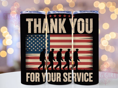 Thank You Service USA 20oz Tumbler, Thank You for Your Service, USA Military Tribute, Patriotic Tumbler Wrap, Sublimation Design, 20oz Tumbler, American Pride Sublimation SvggirlplusArt 