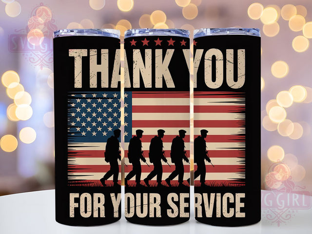 Thank You Service USA 20oz Tumbler, Thank You for Your Service, USA Military Tribute, Patriotic Tumbler Wrap, Sublimation Design, 20oz Tumbler, American Pride Sublimation SvggirlplusArt 