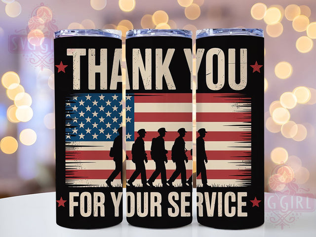 Thank You Service USA 20oz Tumbler, Thank You for Your Service, USA Military Tribute, Patriotic Tumbler Wrap, Sublimation Design, 20oz Tumbler, American Pride Sublimation SvggirlplusArt 
