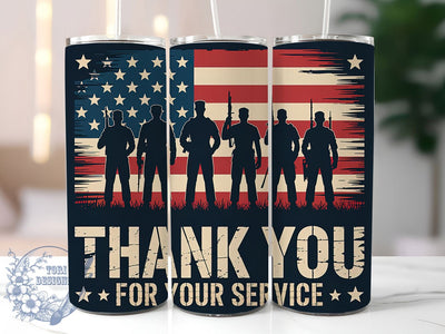 Thank You Service USA 20oz Tumbler, Thank You for Your Service, USA Military Tribute, Patriotic Tumbler Wrap, Sublimation Design, 20oz Tumbler, American Pride Sublimation ToriDesigns 