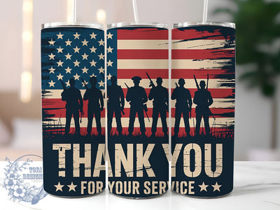 Thank You Service USA 20oz Tumbler, Thank You for Your Service, USA Military Tribute, Patriotic Tumbler Wrap, Sublimation Design, 20oz Tumbler, American Pride Sublimation ToriDesigns 