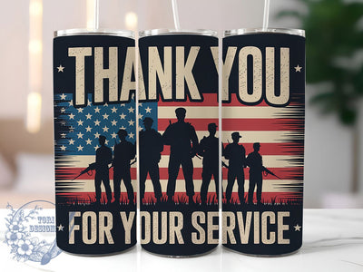 Thank You Service USA 20oz Tumbler, Thank You for Your Service, USA Military Tribute, Patriotic Tumbler Wrap, Sublimation Design, 20oz Tumbler, American Pride Sublimation ToriDesigns 
