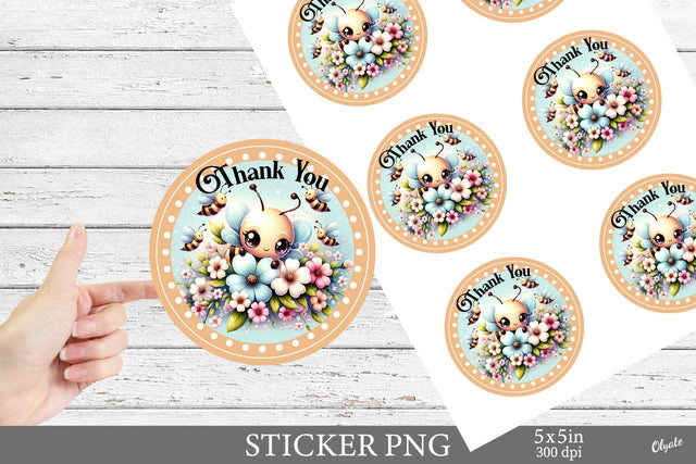 Thank You Sticker PNG. Bee Round Sign Sublimation Sublimation Olga Terlyanskaya 