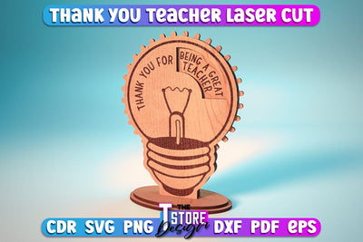 Thank You Teacher Sign Laser Cut | Teacher Gift Design | CNC Files SVG The T Store Design 