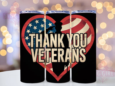 Thank You Veterans 20oz Tumbler, Thank You Veterans, USA Military Tribute, Patriotic Tumbler Wrap, Sublimation Design, 20oz Tumbler, American Pride Sublimation SvggirlplusArt 