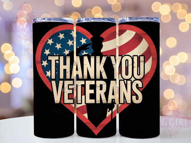 Thank You Veterans 20oz Tumbler, Thank You Veterans, USA Military Tribute, Patriotic Tumbler Wrap, Sublimation Design, 20oz Tumbler, American Pride Sublimation SvggirlplusArt 