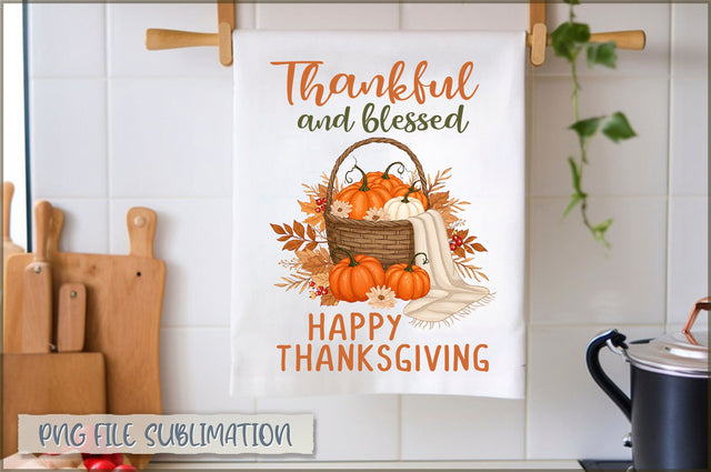 Thankful and blessed happy thanksgiving Towel PNG Sublimation Shetara Begum 