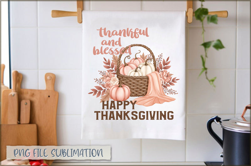 Thankful and blessed happy thanksgiving Towel PNG Sublimation Shetara Begum 