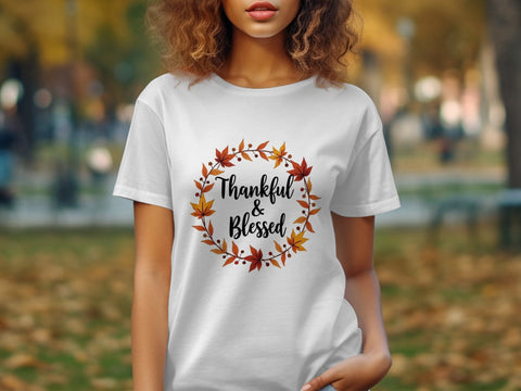 Thankful & Blessed Autumn leaves Fall Sublimation PNG Sublimation Luvleigh Digitals 