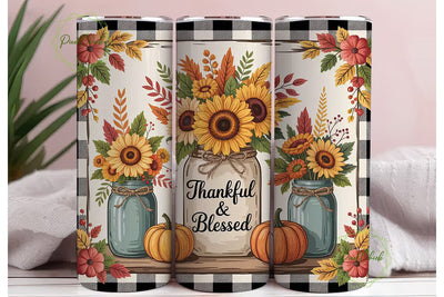 Thankful & Blessed Tumbler Wrap Sublimation PixelChick 