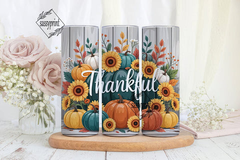 Thankful Fall 20oz Tumbler Wrap Sublimation sassyprint 