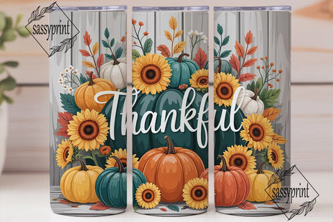 Thankful Fall 20oz Tumbler Wrap Sublimation sassyprint 