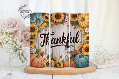 Thankful Fall 20oz Tumbler Wrap Sublimation sassyprint 